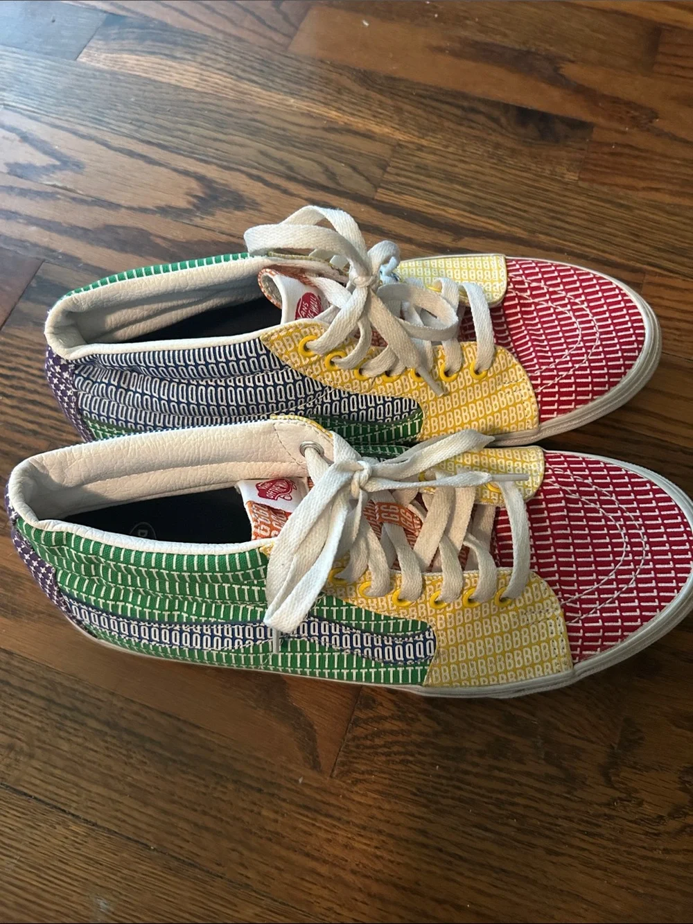 Vans Multicolor Patchwork Low Top Sneakers - Red, Yellow, Green, Blue